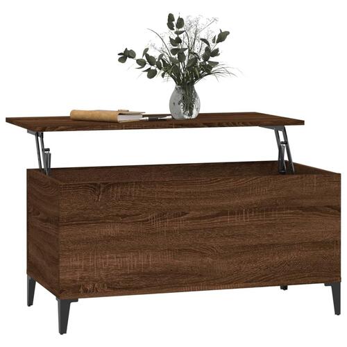 Sofabord 90x44,5x45 cm konstrueret træ brun egetræsfarve
