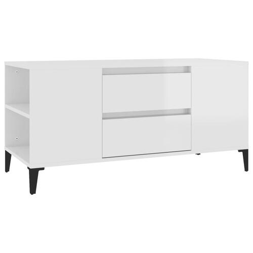 Tv-bord 102x44,5x50 cm konstrueret træ hvid højglans