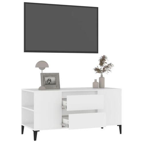 Tv-bord 102x44,5x50 cm konstrueret træ hvid