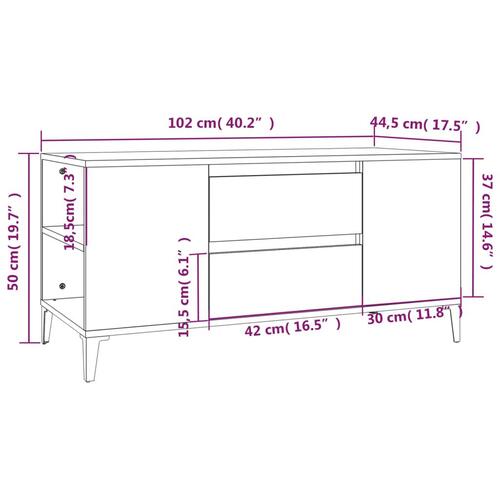 Tv-bord 102x44,5x50 cm konstrueret træ hvid