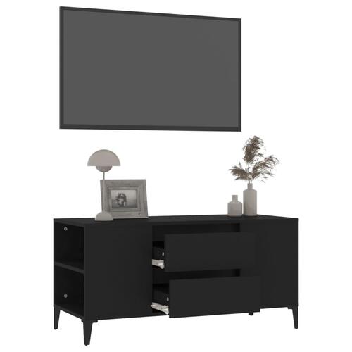 Tv-bord 102x44,5x50 cm konstrueret træ sort