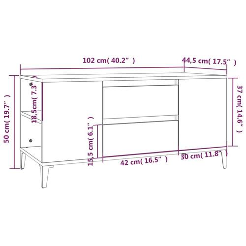Tv-bord 102x44,5x50 cm konstrueret træ sort