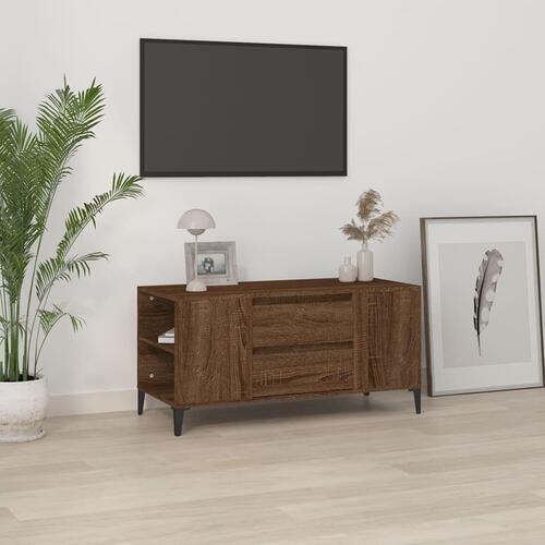 Tv-bord 102x44,5x50 cm konstrueret træ brun egetræsfarve