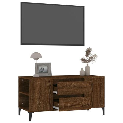 Tv-bord 102x44,5x50 cm konstrueret træ brun egetræsfarve