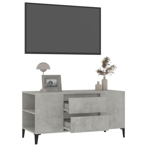 Tv-bord 102x44,5x50 cm konstrueret træ betongrå