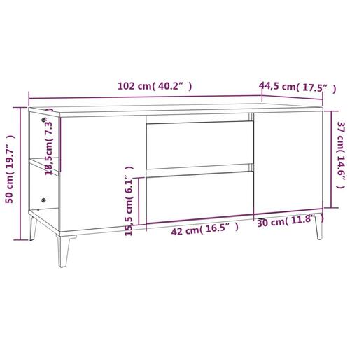 Tv-bord 102x44,5x50 cm konstrueret træ betongrå
