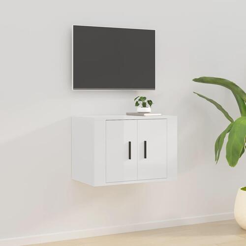 Væghængt tv-skab 57x34,5x40 cm hvid højglans