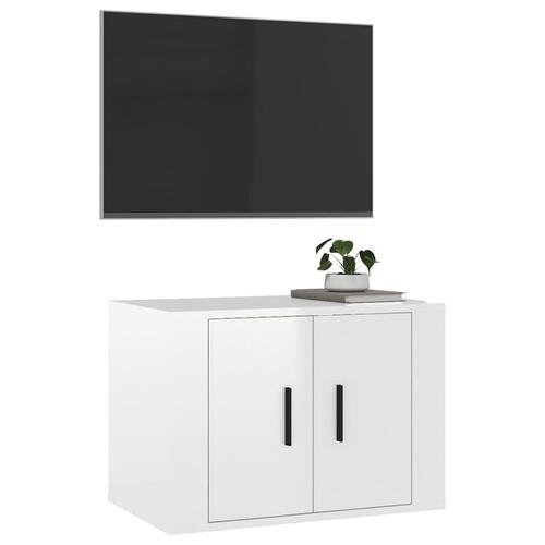 Væghængt tv-skab 57x34,5x40 cm hvid højglans