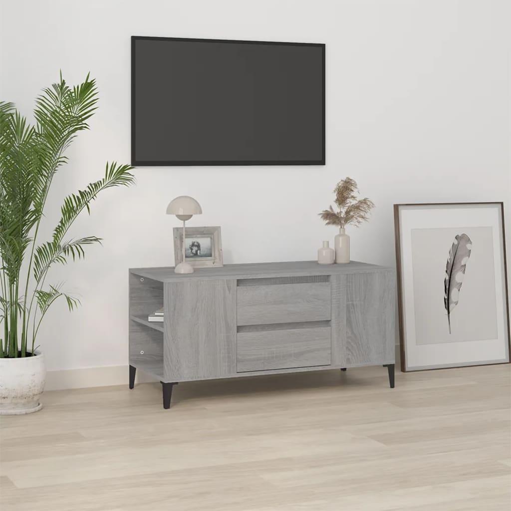 Tv-bord 102x44,5x50 cm konstrueret træ grå sonoma-eg