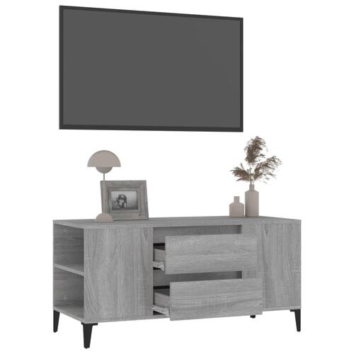 Tv-bord 102x44,5x50 cm konstrueret træ grå sonoma-eg