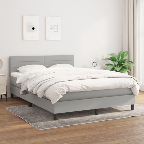Kontinentalseng med madras 140x190 cm - stof, lysegrå