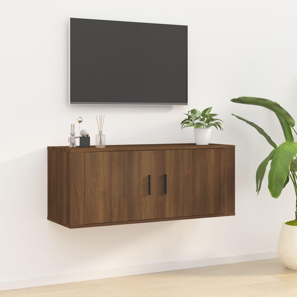 Væghængt tv-skab 100x34,5x40 cm brun egetræ