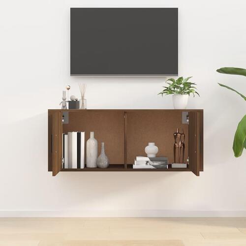 Væghængt tv-skab 100x34,5x40 cm brun egetræ