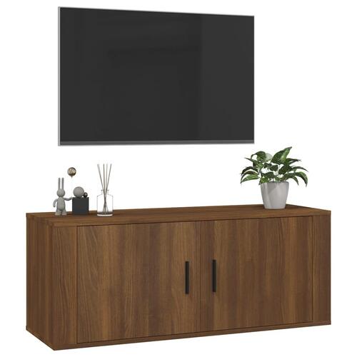 Væghængt tv-skab 100x34,5x40 cm brun egetræ