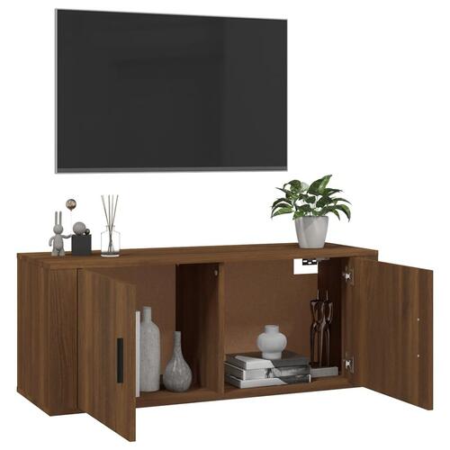 Væghængt tv-skab 100x34,5x40 cm brun egetræ