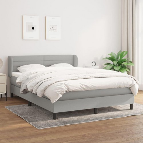 Kontinentalseng med madras 140×190 cm - stof, lysegrå