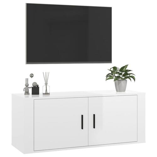 Væghængt tv-skab 100x34,5x40 cm hvid højglans