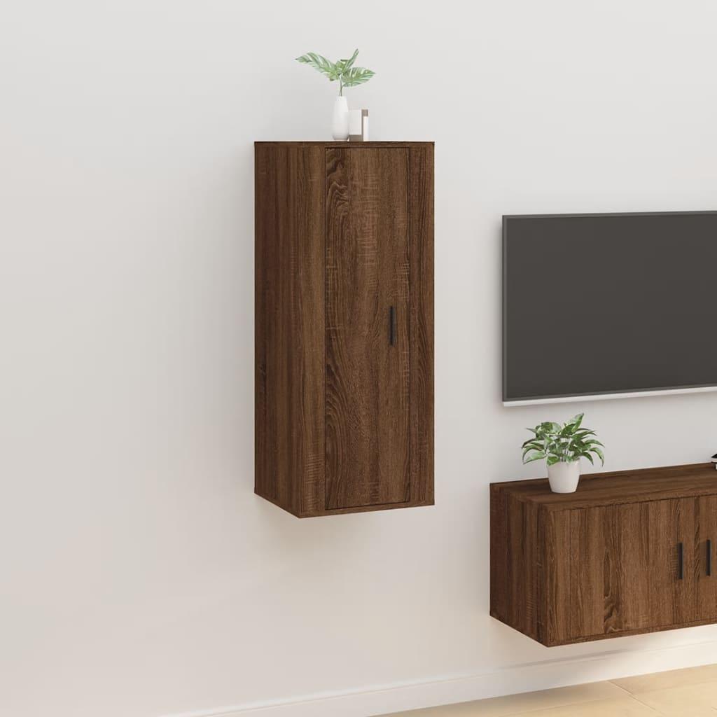 Væghængt tv-skab 40x34,5x100 cm brun egetræ