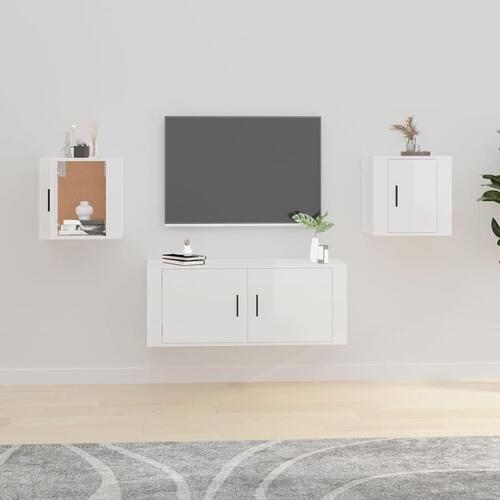 Væghængte tv-skabe 2 stk. 40x34,5x40 cm hvid højglans