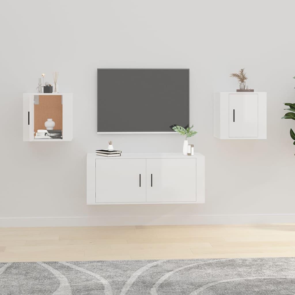 Væghængte tv-skabe 2 stk. 40x34,5x40 cm hvid højglans
