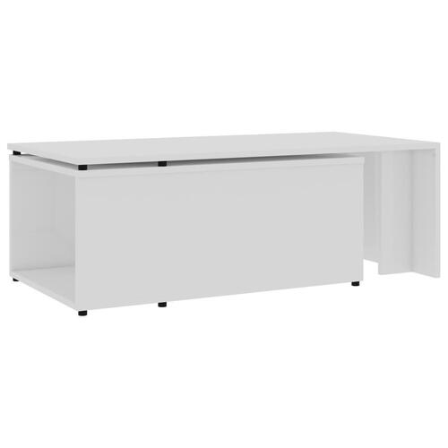 Sofabord 150x50x35 cm konstrueret træ hvid højglans