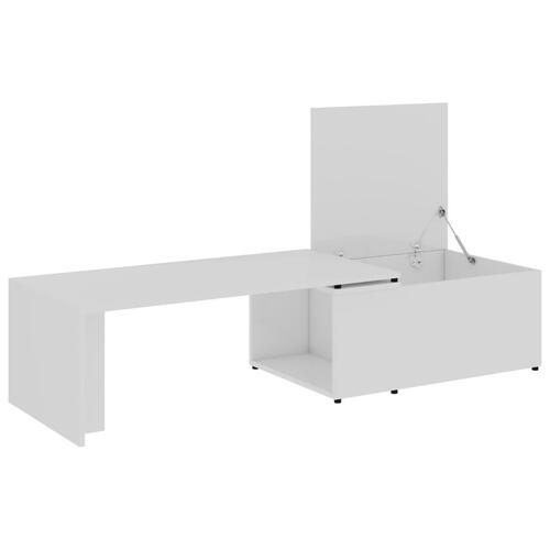 Sofabord 150x50x35 cm konstrueret træ hvid højglans