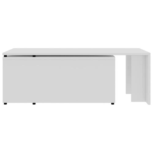 Sofabord 150x50x35 cm konstrueret træ hvid højglans