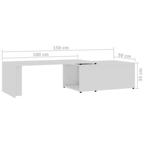 Sofabord 150x50x35 cm konstrueret træ hvid højglans