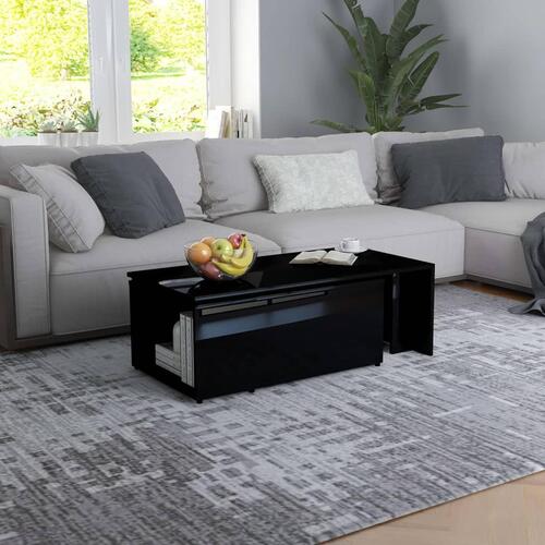 Sofabord 150x50x35 cm konstrueret træ sort højglans