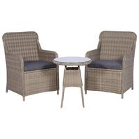 Bistrosæt 3 dele med hynder polyrattan brun