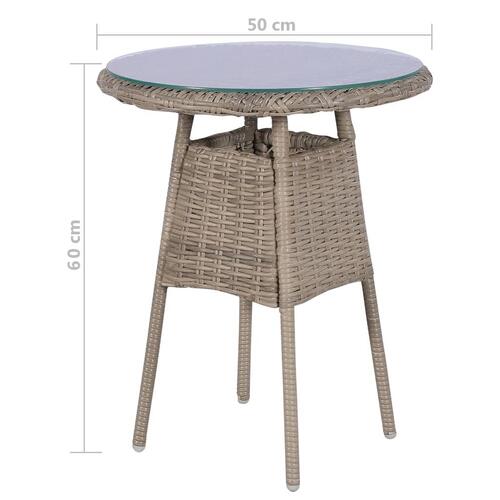Bistrosæt 3 dele med hynder polyrattan brun