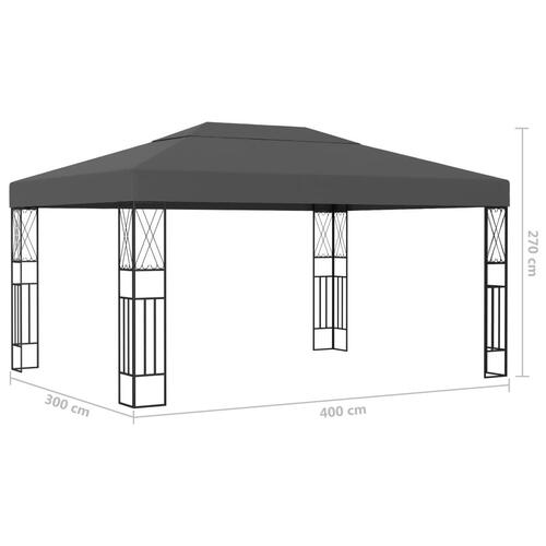 Pavillon 3x4 m stof antracitgrå