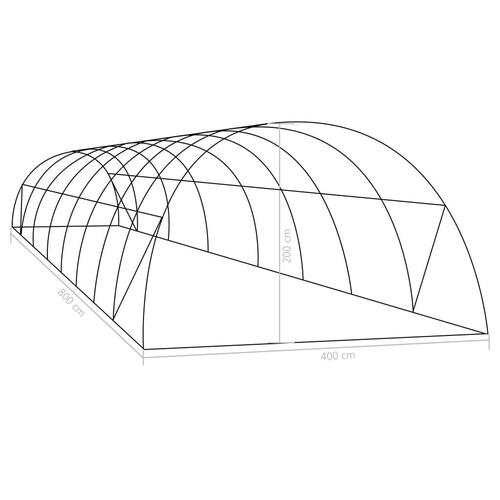 Drivhus 32 m² 8x4x2 m