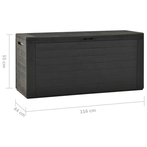 Opbevaringskasse til haven 116x44x55 cm antracitgrå