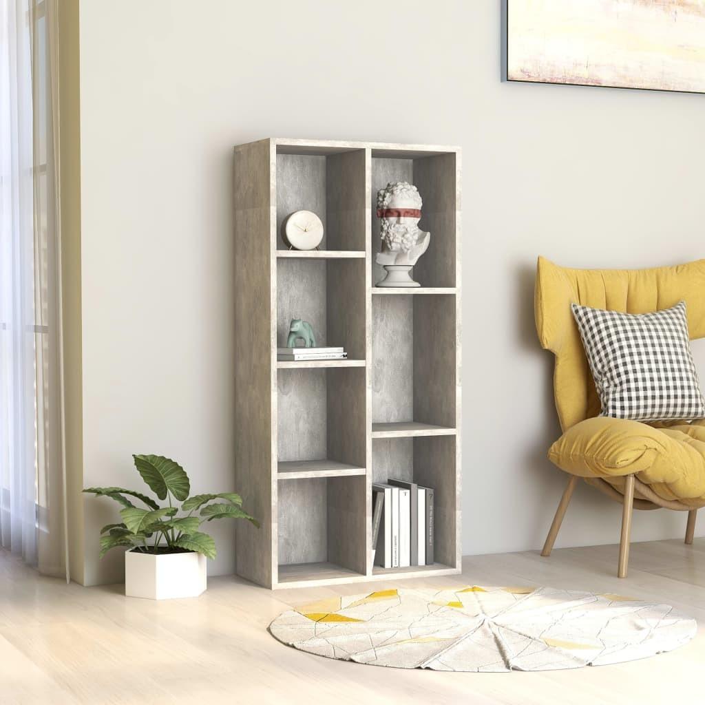 Bogreol 50x25x106 cm konstrueret træ betongrå