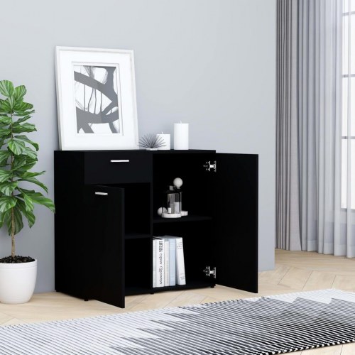 Skænk 80x36x75 cm konstrueret træ sort