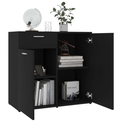 Skænk 80x36x75 cm konstrueret træ sort