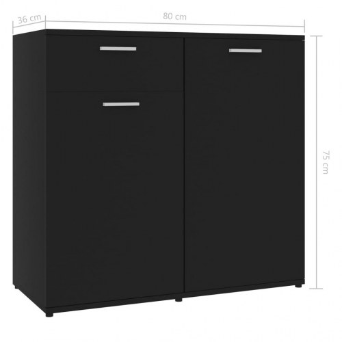 Skænk 80x36x75 cm konstrueret træ sort