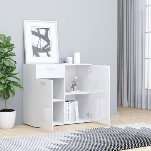 Skænk 80x36x75 cm konstrueret træ hvid højglans