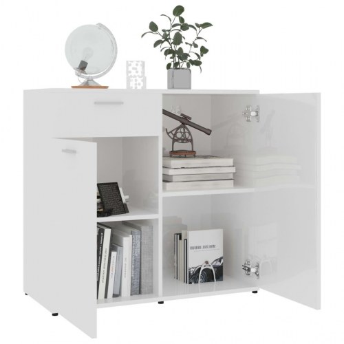 Skænk 80x36x75 cm konstrueret træ hvid højglans