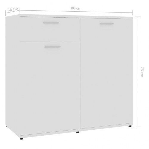 Skænk 80x36x75 cm konstrueret træ hvid højglans