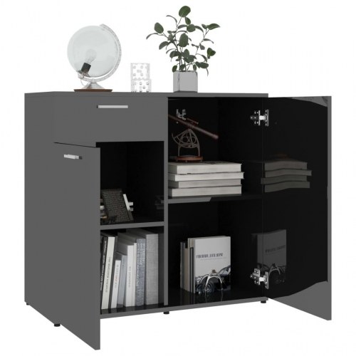 Skænk 80x36x75 cm konstrueret træ sort højglans