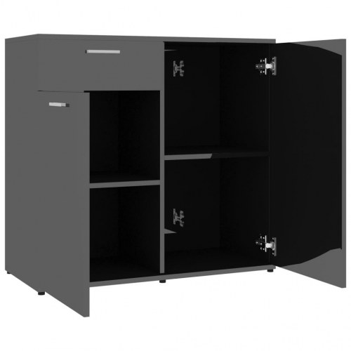 Skænk 80x36x75 cm konstrueret træ sort højglans