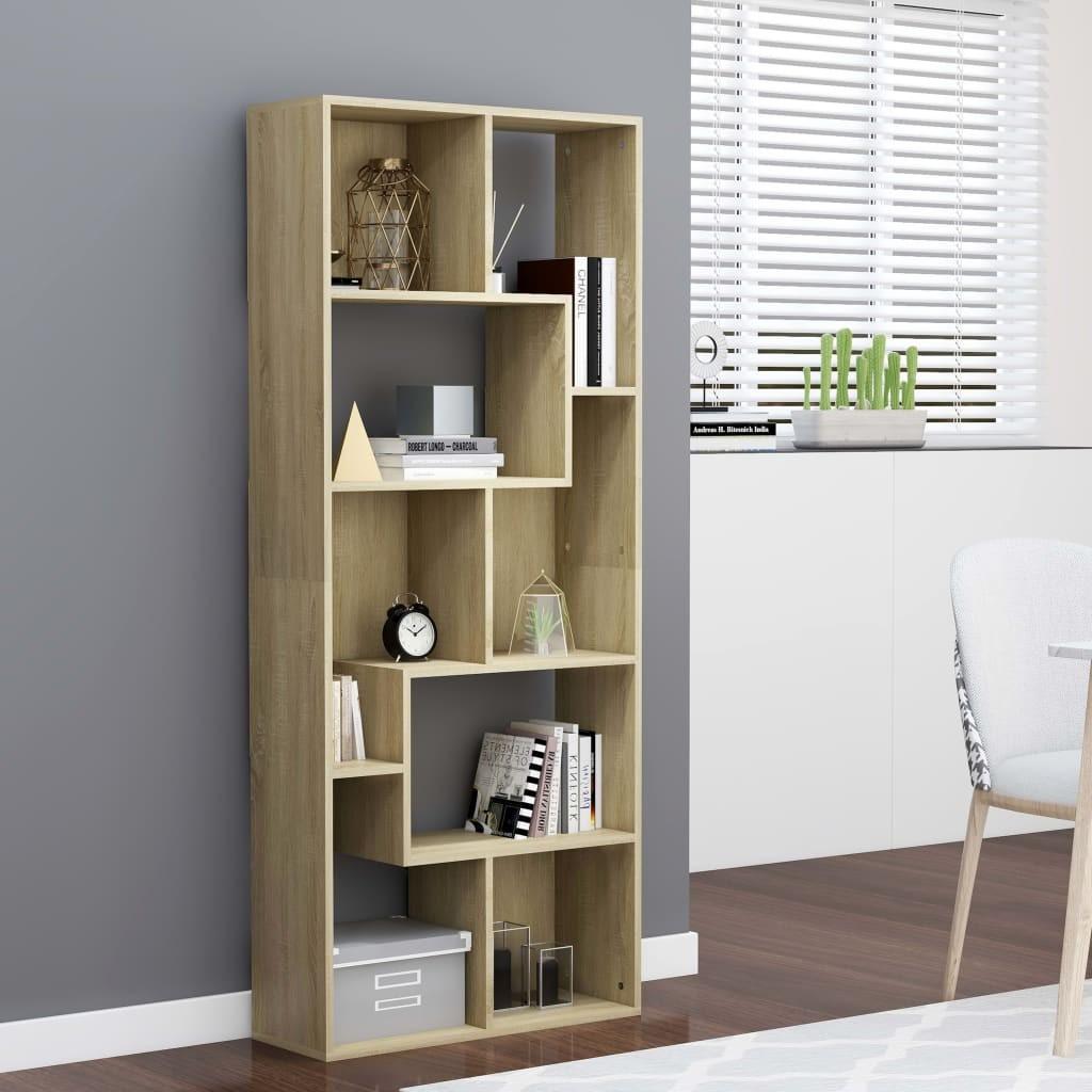 Bogreol 67x24x161 cm konstrueret træ sonoma-eg