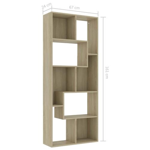 Bogreol 67x24x161 cm konstrueret træ sonoma-eg