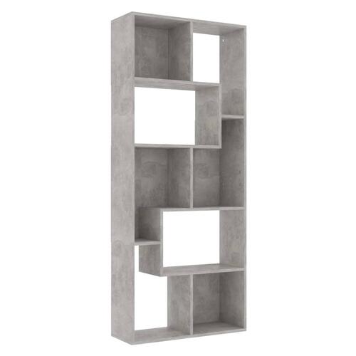 Bogreol 67x24x161 cm konstrueret træ betongrå