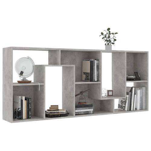 Bogreol 67x24x161 cm konstrueret træ betongrå
