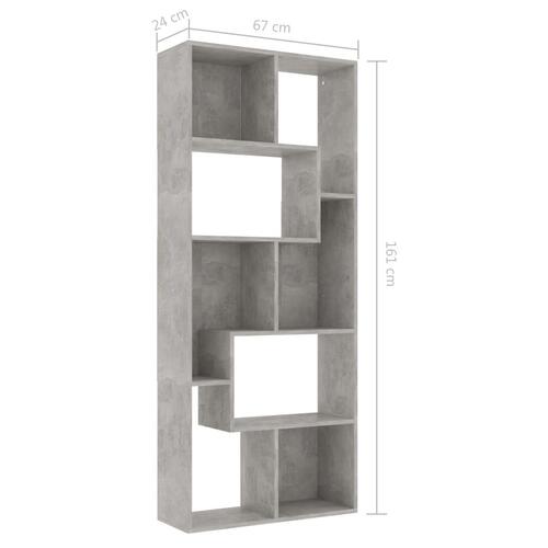 Bogreol 67x24x161 cm konstrueret træ betongrå