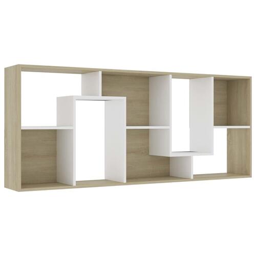 Bogreol 67x24x161 cm konstrueret træ hvid og sonoma-eg