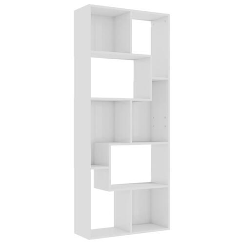 Bogreol 67x24x161 cm konstrueret træ hvid højglans
